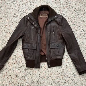 Columbia leather bomber jacket